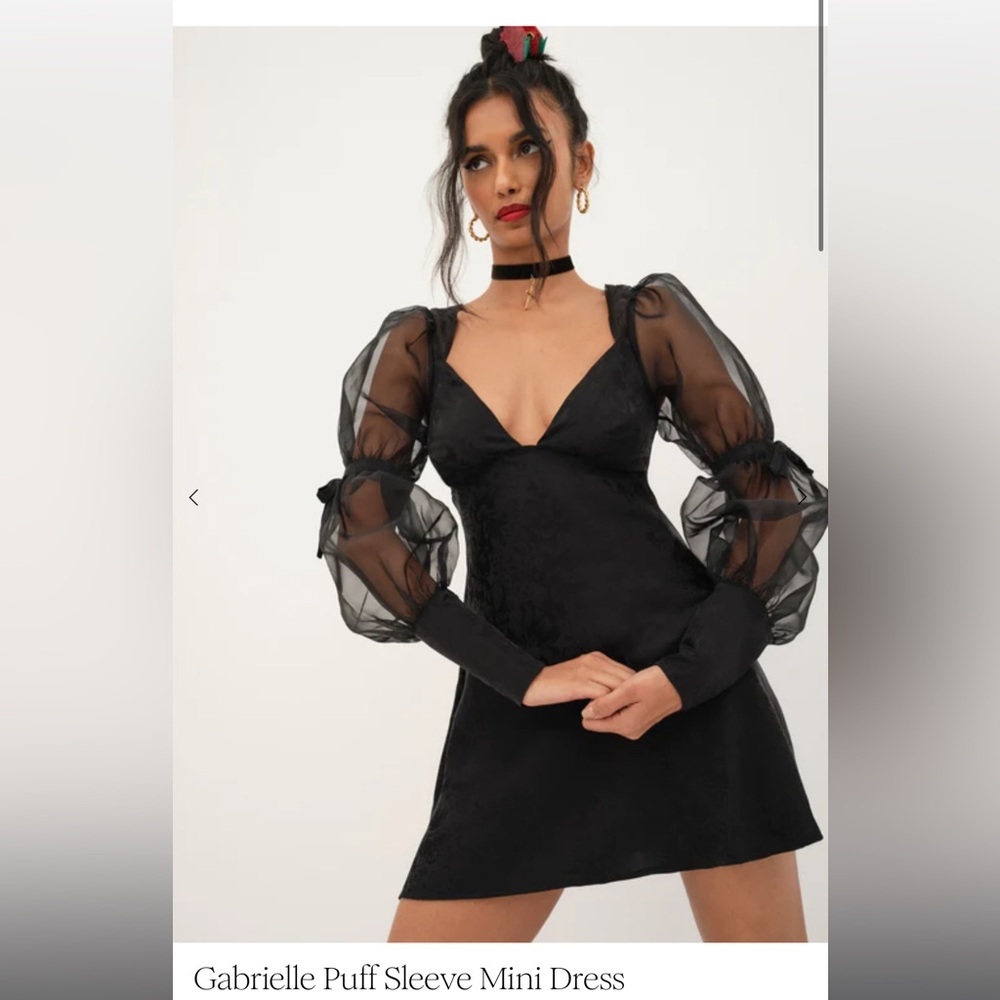 For Love & Lemons Gabrielle Puff Sleeve Mini Dress